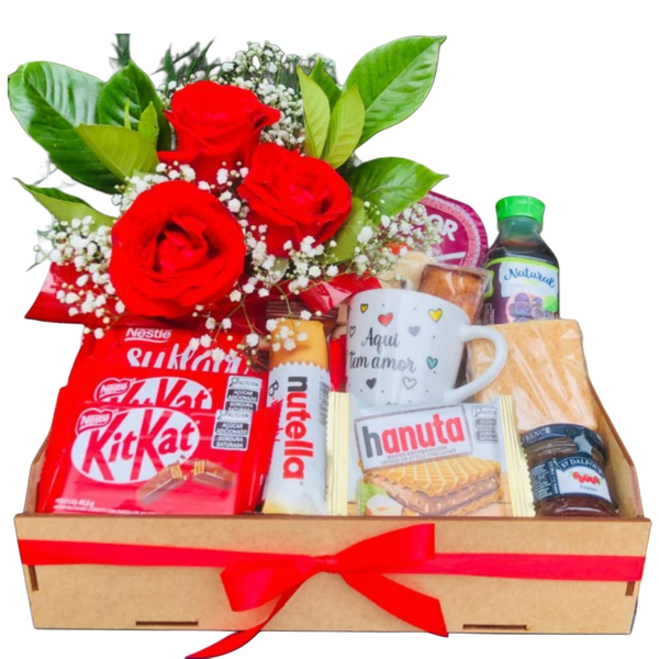 Café Alegria com Chocolate e Rosas 