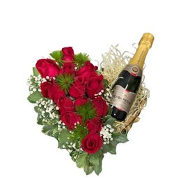 Imagem de Caixa Coração Chiara com Rosas e Espumante