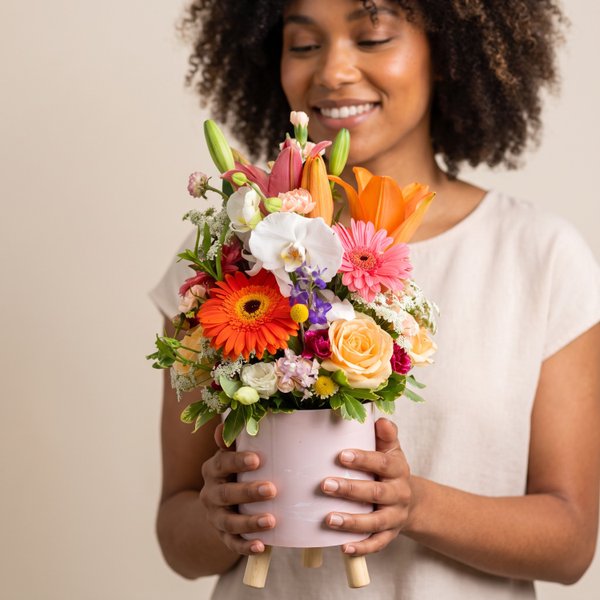Cachepô em Acrílico com Flores do Campo