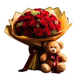 Imagem de Buquê 30 Colombianas e Lindo Urso