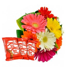Imagem de Buquê Lindas Gérberas e Kit Kat