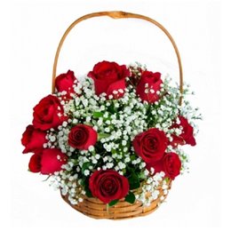 Imagem de Cesta com 12 Rosas Vermelhas