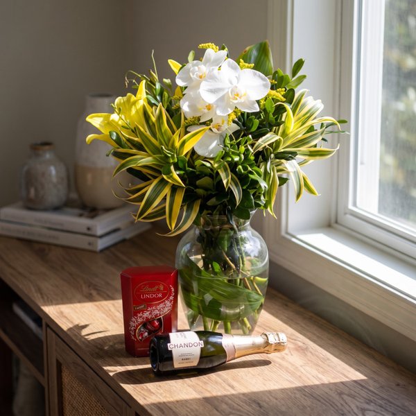 Delicado Vaso de Orquídeas com Lírio