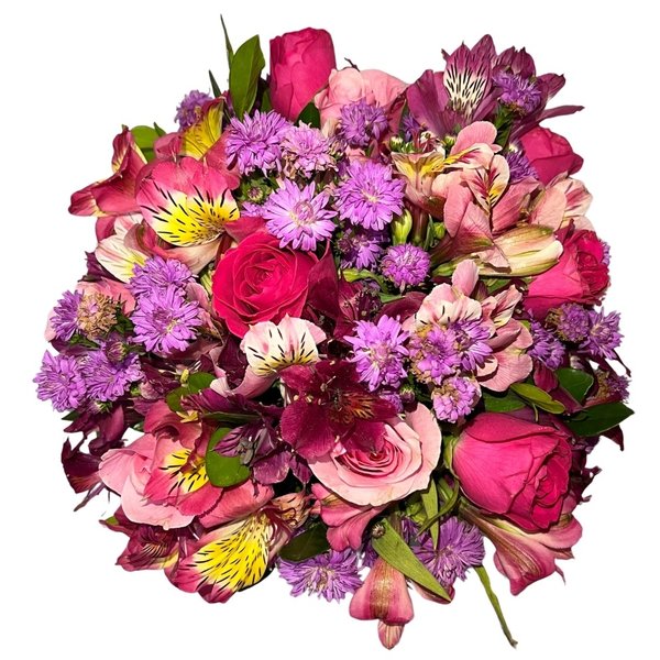 Vaso Mix de Flores em Tons Rosados