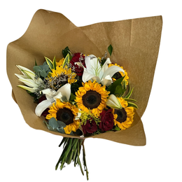 Imagem de Buquê de Girassóis com Rosas e Lírios