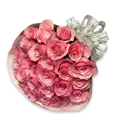 Buquê de 25 Rosas Cor de Rosa