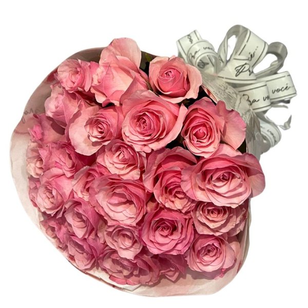 Buquê de 25 Rosas Cor de Rosa