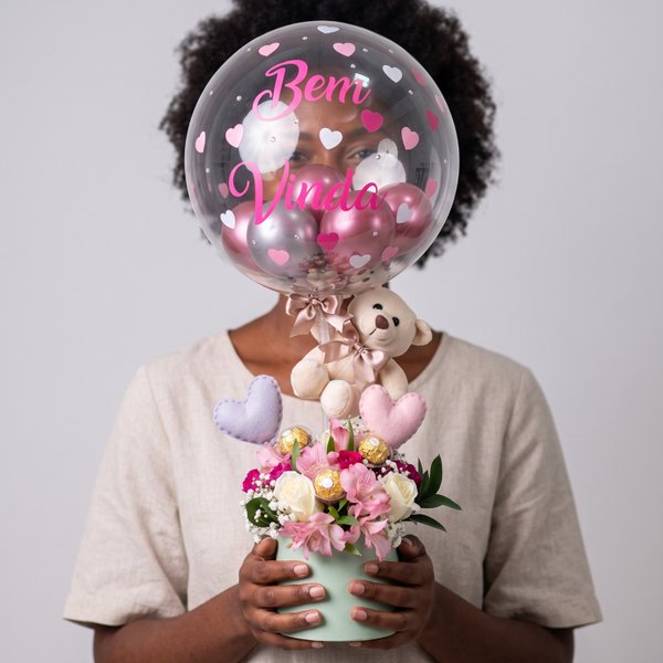 Fofura Bem Bem Vinda e Balão Bubble Strass