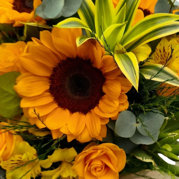 Buquê de Girassóis e Rosas Amarelas