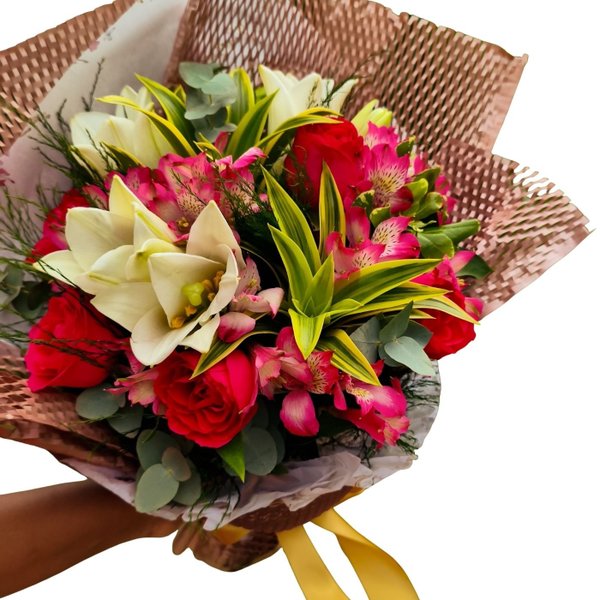 Buquê de Lírios e Rosas Pink