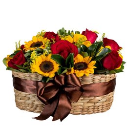 Imagem de Cesta Sintonia de Rosas e Girassóis