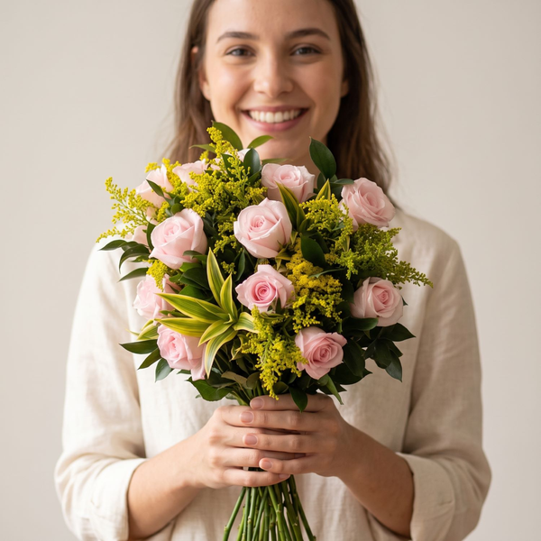 Buquê Ternura de Rosas Rosadas