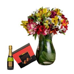 Imagem de Vaso de Astromélias com Trufas e Chandon 