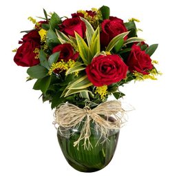Imagem de Vaso Dalila de Rosas Vermelhas