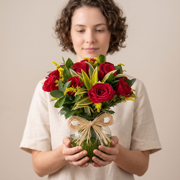 Vaso Dalila de Rosas Vermelhas