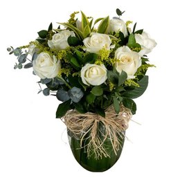 Imagem de Vaso Dalila de Rosas Brancas