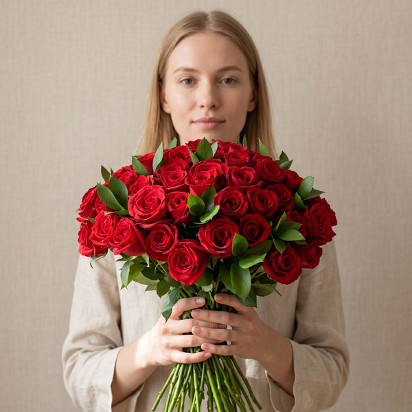 Buquê  de 50 rosas