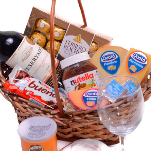 Cesta de Vinho com Chocolates Grande