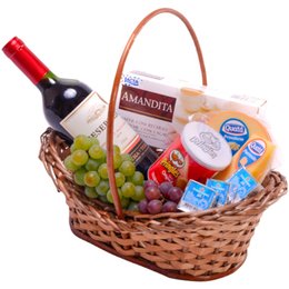 Imagem de Cesta de Vinho com Queijos