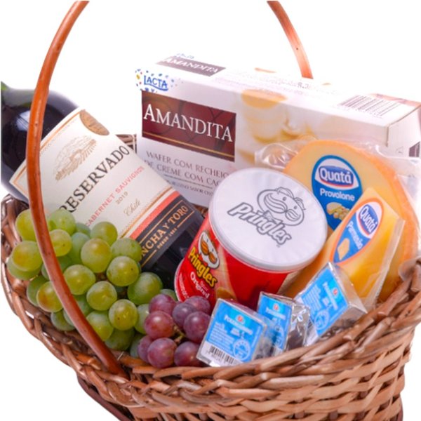 Cesta de Vinho com Queijos