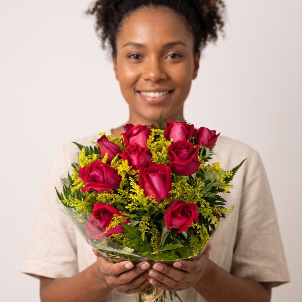 Buquê de 12 Rosas Vermelhas