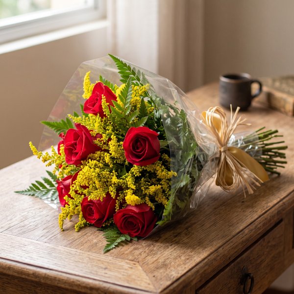 Buquê de 6 Rosas Vermelhas