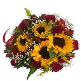 Imagem de Buquê de Girassol e Rosas Vermelhas 