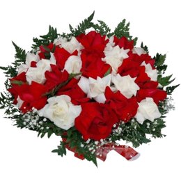 Imagem de Bouquet 36 Rosas Vermelhas e Brancas Especiais 
