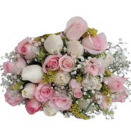 Imagem de Bouquet 24 Rosas Brancas e Rosa