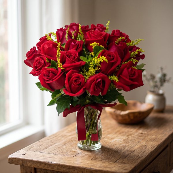 20 Rosas Vermelhas no Vaso