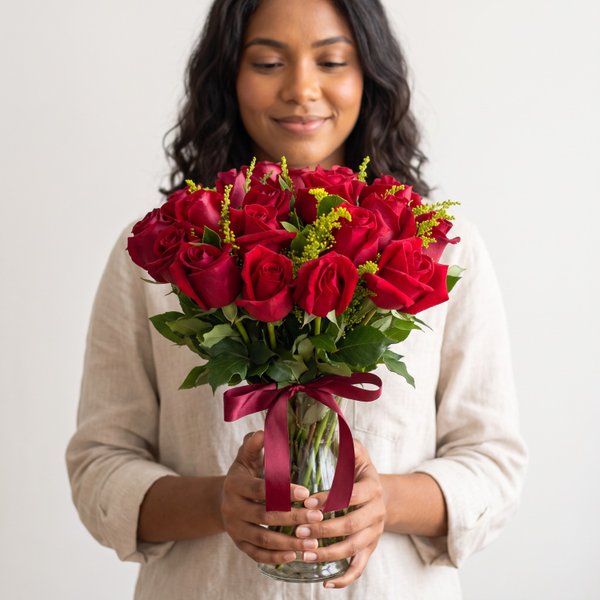 20 Rosas Vermelhas no Vaso