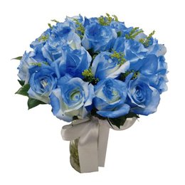 Imagem de 20 Rosas Tingidas de Azul  no Vaso