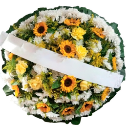 Imagem de Coroa de Flores Redonda com Girassóis