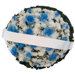 Imagem de Coroa De Flores Redonda Branca e Azul
