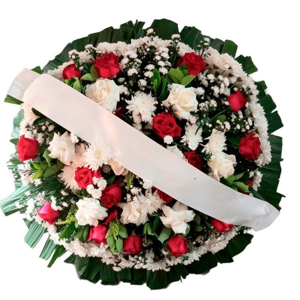 Coroa De Flores Redonda Vermelha e Branca