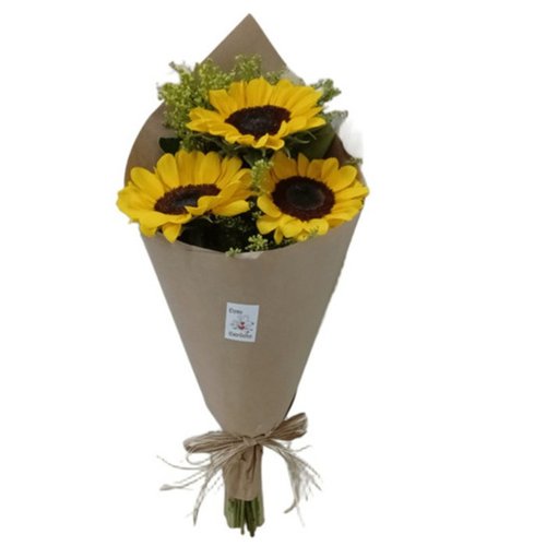 Buquê 3 Girassóis Papel Kraft