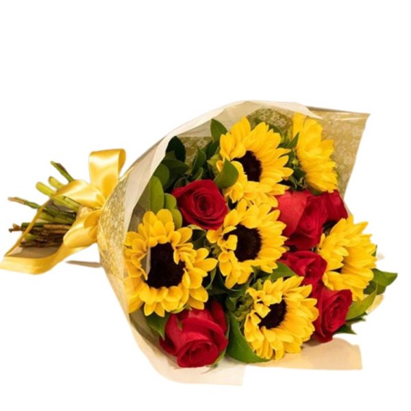 Luxuoso Buque de Rosas e Girassóis 