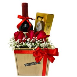 Imagem de Box  Rosas com Vinho