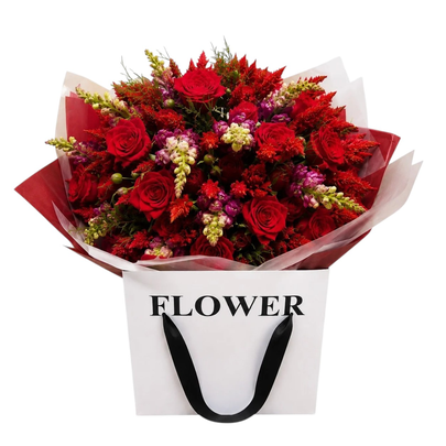 Buquê Flower de Rosas Vermelhas e Mix de Flores