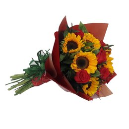 Imagem de Buquê de Rosas com Girassol