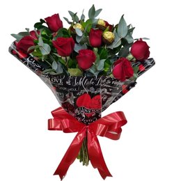 Imagem de Buquê Rosas Vermelhas e Ferrero Rocher