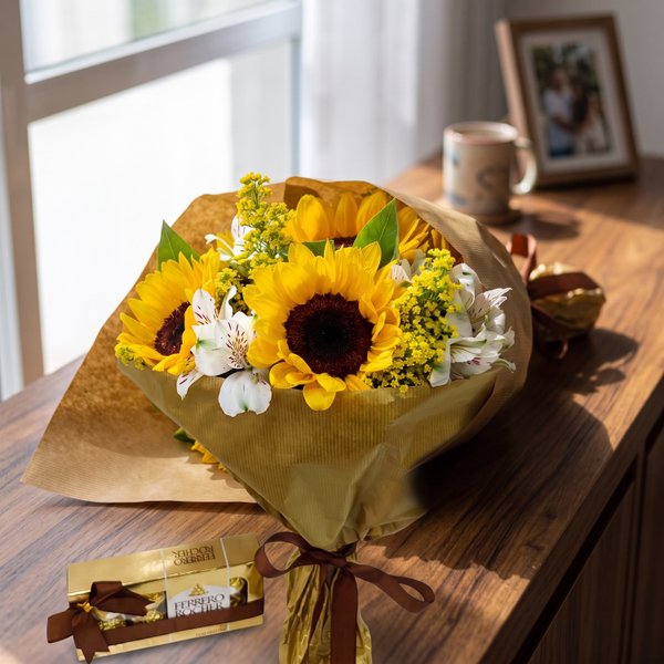 Buquê de Girassóis com Ferrero Rocher