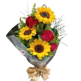 Imagem de Buquê Mix de Rosas com Girassois 