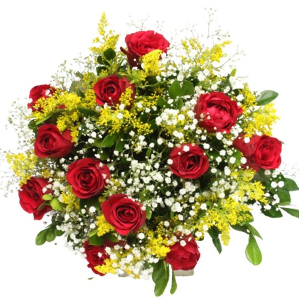Buquê de 12 Rosas Vermelhas Nacionais 
