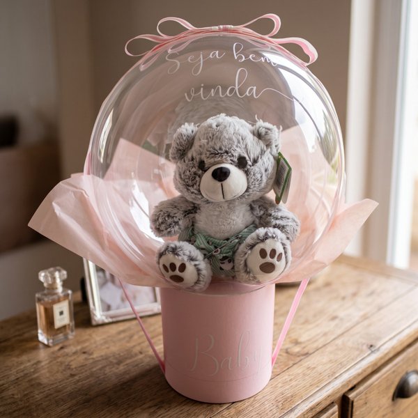 Balão com Pelúcia Maternidade Rosa