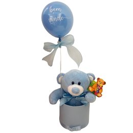 Imagem de Bem Vindo Maternidade Azul - Ursinho, Balão e Cachepô