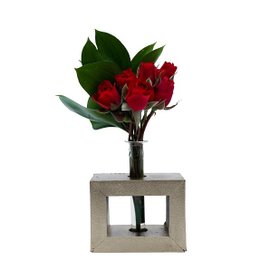 Imagem de Mini Rosa Vermelha Em Cubo Dourado