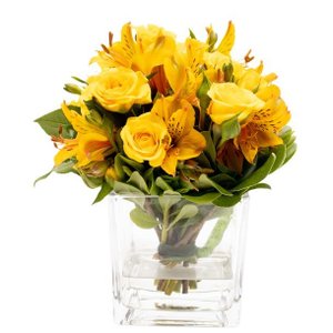 Imagem de Arranjo Amarelo Em Vaso Quadrado