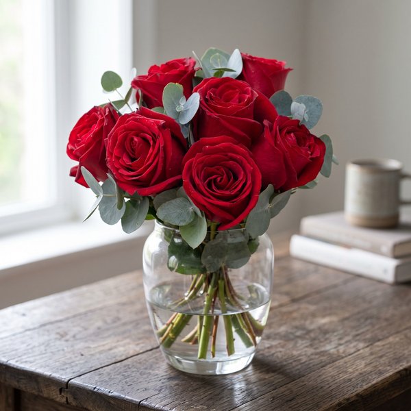 Rosas Vermelhas em Vaso de Vidro - Victoire