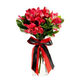 Imagem de Arranjo De Astro Vermelhas Em Vaso De Vidro - Tiffany